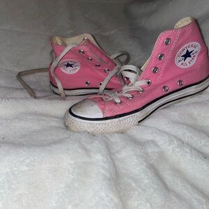 Pink youth size 2 Converse Chuck Taylor high top sneaker shoes